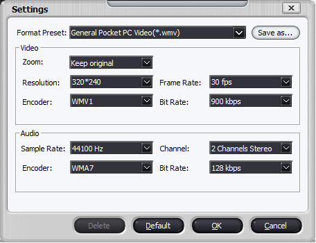 Figure 4.  Format settings dialog