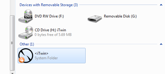 Windows Explorer with iTwin system folder