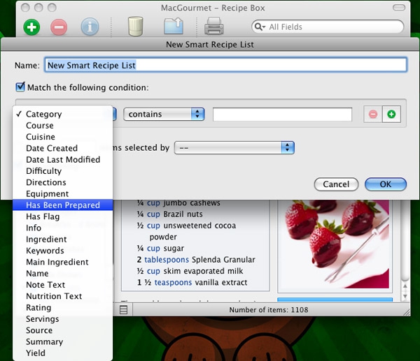 MacGourmet screenshot showing smart playlist feature