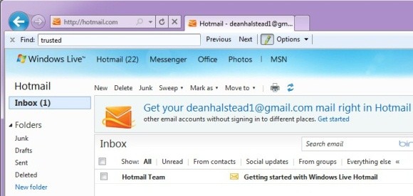 Send or receive emails from other accounts using Hotmail Windows Live